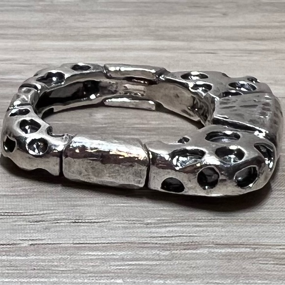 Designer DIAN MALOUF 14K White Gold/Sterling Silver Stacking Ring, Size 7 - Picture 3 of 8